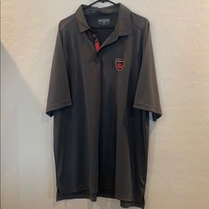 Men's Dark Gray Polo with Red Accents - Performance Short Sleeve